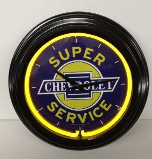 CHEVROLET SUPER SERVICE NEON CLOCK Wall Art Sign Decor Corvette Camaro Chevelle MAN CAVE Father's Day Gift : Other Products : Everything Else