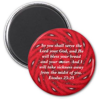 Bible Verses Healing Scripture Quote Exodus 23:25 Refrigerator Magnets