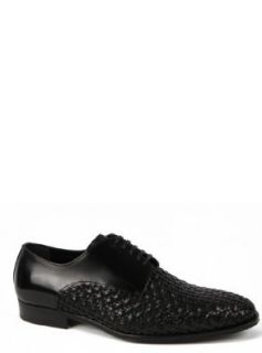 Dolce & Gabbana Mens Dress Shoes in Black Woven Leather D0450 Shoes