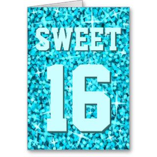 Glitz Blue 'Sweet 16' 'Happy Birthday' card