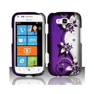 Purple Silver Flower Hard Cover Case for Samsung Focus 2 SGH I667 Cell Phones & Accessories