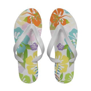 PixDezines hibiscus retro floral Sandals