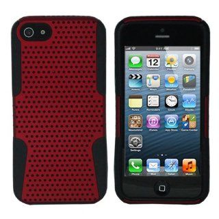 ASleek Red Mesh / Black Silicone Hybrid Hard Soft Rubber Case Cover for Apple iPhone 5 + ASleek Microfiber Cloth: Cell Phones & Accessories