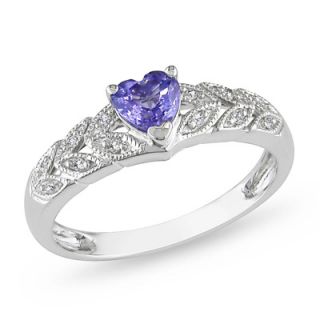0mm Heart Shaped Tanzanite and Diamond Accent Filigree Ring in 10K