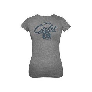Chicago Cubs Women's Triblend Crew T Shirt by 5th & Ocean   Heather Grey Large : Baseball And Softball Uniform Shirts : Sports & Outdoors