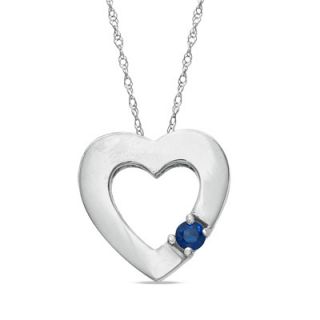 Lab Created Blue Sapphire Heart Pendant in 10K White Gold   Zales