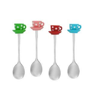 Polka Dot Teacups Spoon, Set of 4: Flatware Spoons: Kitchen & Dining