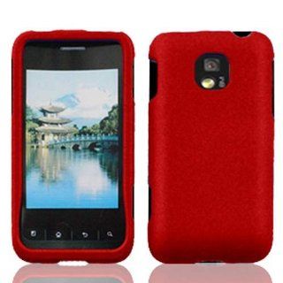 LG Optimus 2 / AS680 Slim Rubberized Protective Snap On Hard Cover Case   Red Cell Phones & Accessories