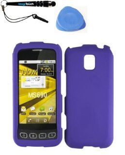 IMAGITOUCH(TM) 3 in 1 Bundle For LG Optimus M MS690 Rubberized Cover   Dark Purple + IMAGITOUCH(TM) Touch Screen Stylus Pen with TRI Removal Tool Case Opener: Cell Phones & Accessories