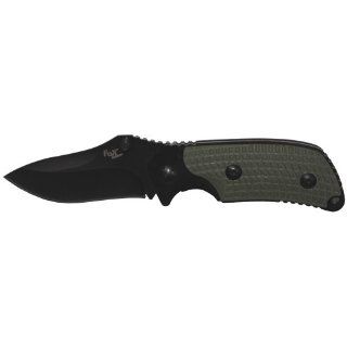 jackknife, black, single hand, OD green handle : Hunting Fixed Blade Knives : Sports & Outdoors