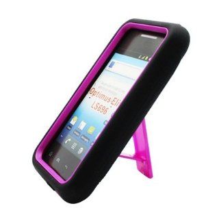 Bundle Accessory for Sprint Lg Optimus Elite Ls696   Black Skin Purple Hard Armor Case with Stand + Lf Stylus Pen + Lf Screen Wiper: Cell Phones & Accessories