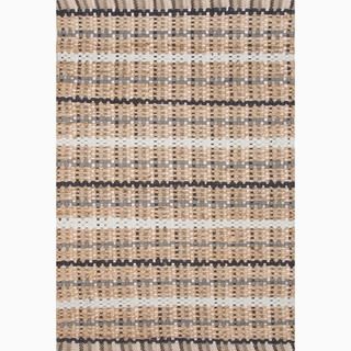 Hand made Taupe/ Gray Cotton/ Jute Natural Rug (3.6x5.6)