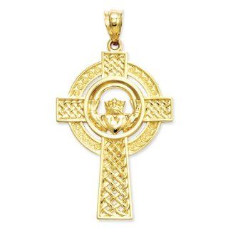 14k Mens Celtic Claddagh Cross Pendant   Measures 31x22mm   JewelryWeb: Jewelry