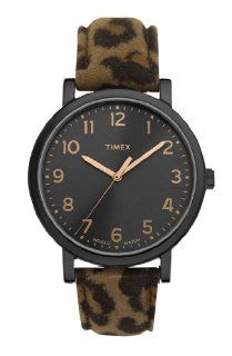 Timex Womens Modern Originals Easy Reader Black Dial Resin Case Leopard Style Watch T2N711: Watches