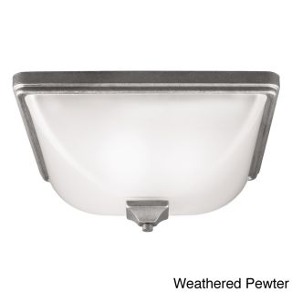 Irving Park 3 light Outdoor Ceilng Flush Mount With Satin Etched Glass
