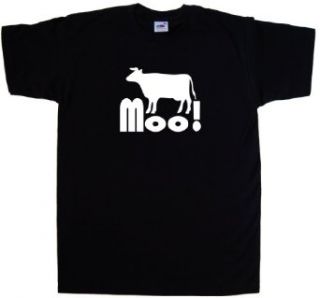Cow Moo Funny Black T Shirt: Clothing