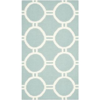 Safavieh Hand woven Contemporary Moroccan Dhurries Light Blue/ Ivory Wool Rug (26 X 4)