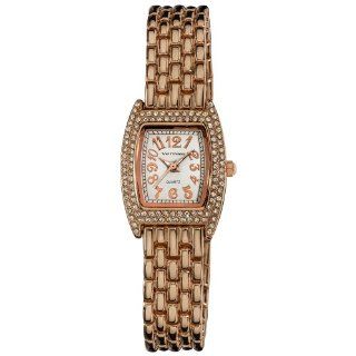 Vernier Women's VNR720 Feminine Rose Tone Tonneau Quartz Bracelet Watch: Watches
