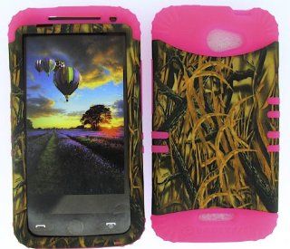 For Htc One X S720e Camo Shedder Grass Heavy Duty Case + Hot Pink Rubber Skin Accessories: Cell Phones & Accessories