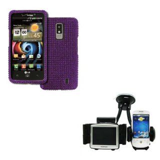 EMPIRE LG Spectrum VS920 Full Diamond Bling Design Case Cover (Purple) + Car Windshield Mounts [EMPIRE Packaging]: Cell Phones & Accessories