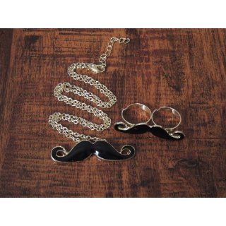 Retro Moustache Jewellery Set Pendant Necklace Double Finger Ring Earring Studs: Jewelry Sets: Jewelry