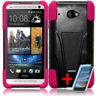 HTC DESIRE 601 ZARA BLACK PINK HYBRID T KICKSTAND COVER HARD GEL CASE + SCREEN PROTECTOR from [ACCESSORY ARENA]: Cell Phones & Accessories