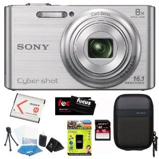 Sony DSCW830 DSCW830 W830 20.1 Digital Camera with 2.7 Inch LCD (Silver) + Sony Flip Style Case Black + Sony 32GB SDHC/SDXC Memory Card + Focus 5 Piece Deluxe Cleaning and Care Kit + Accessory Kit : Camera & Photo