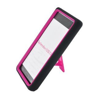 Eagle Cell PALGUS730SPSTHPKBK Advanced Rugged Armor Hybrid Combo Case with Kickstand for LG Splendor / Venice US730   Retail Packaging   Hot Pink/Black Cell Phones & Accessories