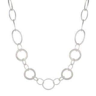 Large Circle Link Silver Plated Necklace, 27.5": Jewelry