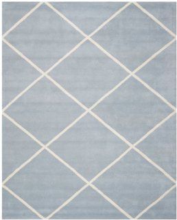 Safavieh CHT720B Chatham Collection Wool Handmade Area Rug, 8 Feet by 10 Feet, Blue and Ivory  