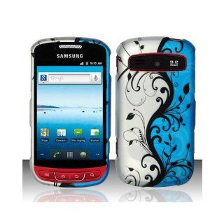 Blue Silver Floral Hard Cover Case for Samsung Admire Vitality SCH R720 Cell Phones & Accessories