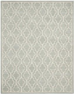 Safavieh CHT723E Chatham Collection Wool Handmade Area Rug, 8 Feet by 10 Feet, Grey and Ivory  