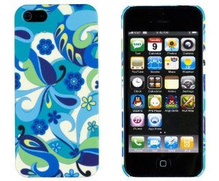 Aqua Green Flower Embossed Slim Fit Hard Case for Apple iPhone 5S / 5 (AT&T, Verizon, Sprint, International)   Includes DandyCase Keychain Screen Cleaner [Retail Packaging by DandyCase]: Cell Phones & Accessories