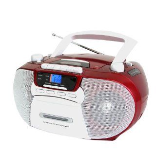 Supersonic SC 727 Portable CD Player with Cassette/Recorder & AM/FM Radio  Red : MP3 Players & Accessories