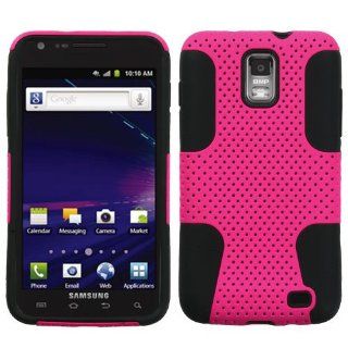 Dual Layer Mesh Design Pink/Black Snap On Protector Case for Samsung Galaxy S II / S2 Skyrocket (AT&T Model SGH i727 Only) + 4.5 Inches Lens/Screen Cleaning Cloth: Cell Phones & Accessories