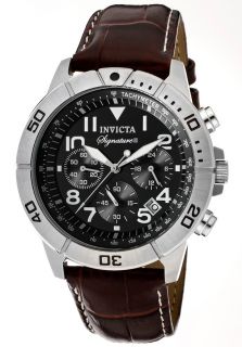 Invicta 7281  Watches,Mens Signature II Chronograph Black Dial Mahogany Genuine Leather, Chronograph Invicta Quartz Watches