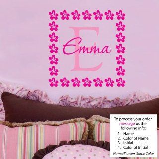 Personalized Name   Childrens Wall Art   Girlss Name Wall Decal   Monogram   Nursery Decor Emma Flower   Wall Decor Stickers