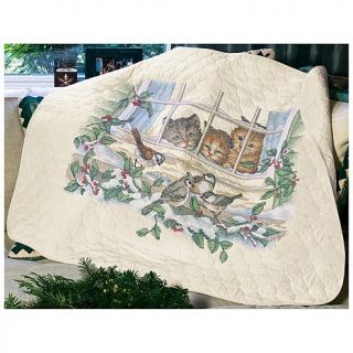 Three Bird Watchers Quilt Stamped Cross Stitch Kit   43" x 34"