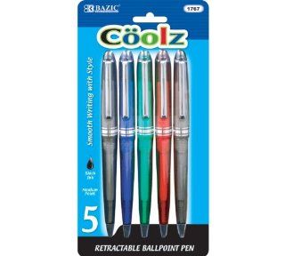 Bazic Coolz Retractable Ballpoint Pen, 5 per Pack (Case of 144)  Rollerball Pens 