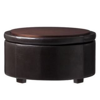 Storage Ottoman Threshold Nolan Bonded Leather Living Room Round Storage