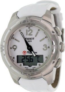 Tissot T Touch II Titanium Diamond White Leather Ladies Watch T0472204601600: Tissot: Watches