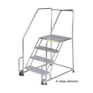 3 Step 16"W Stainless Steel Tilt And Roll Ladder   Heavy Duty Serrated Grating : Stepladders : Patio, Lawn & Garden