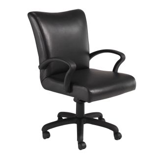 Black Leather Contemporary Mid Back Desk Chair