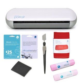 Silhouette Ptorrait Electronic Cutting Tool with Studio Designer Edition upgrade card, $25 Download card, Adhesive Vinyl 9"x10" Baby & Bright Pink and Accessory Kit : Paper Trimmers : Office Products