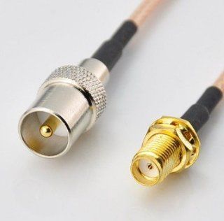 RF coaxial coax cable assembly IEC DVB T TV PAL male to SMA female 8'' Plus led light key chain: Computers & Accessories