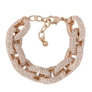 Heirloom Finds Classic Crystal Pave Links Bracelet Rose Gold Tone Chunky Links Jewelry