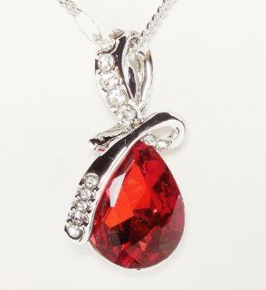Necklace   Ruby Red Eternal Love Teardrop Swarovski Elements Crystal Pendant Necklace for Women W 18k White Gold PlatedColored Crystal Tear Drop  Twist of Ruby Red : Other Products : Everything Else