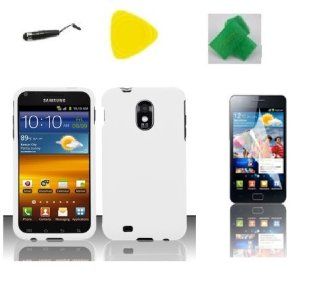 White Hard Case Phone Cover + Extreme Band + Stylus Pen + LCD Screen Protector + Yellow Pry Tool for Samsung Galaxy S2 S II SCH R760 R760 R760X Epic Touch D710: Cell Phones & Accessories