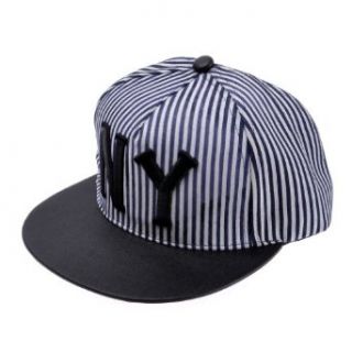 Women's 2014 NEW YORK Striped Pattern Flatbill Adjust Baseball Hat (Blue): Clothing