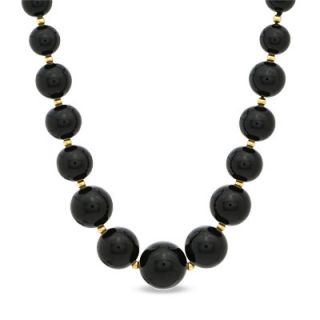 Graduated Onyx and 14K Gold Bead Necklace   Zales